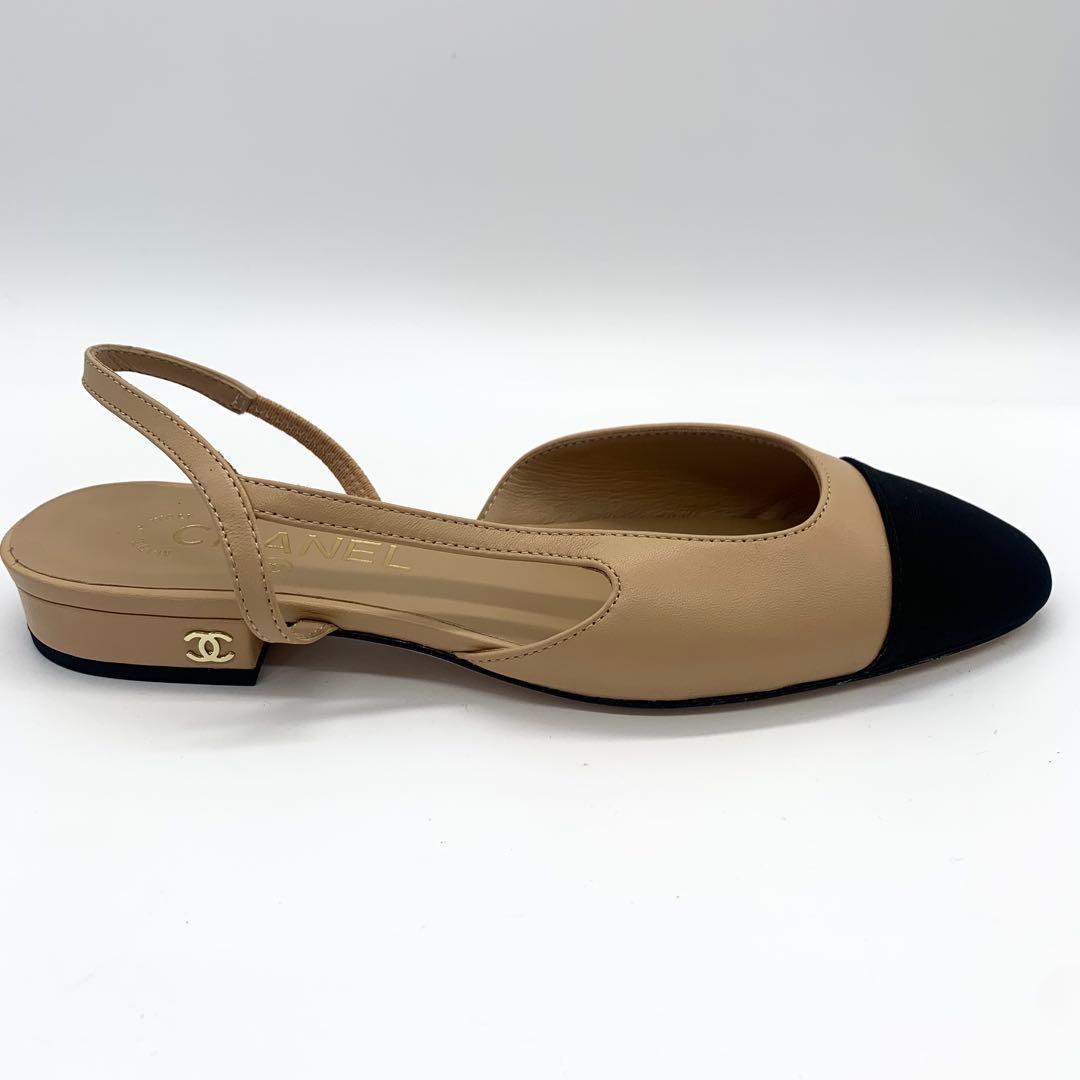 美品 現行 シャネル アンクルベルト パンプス ココマーク ベージュ サイズ36