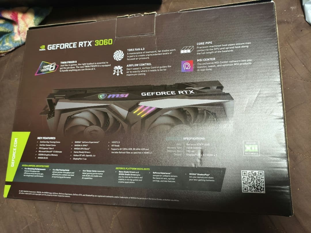グラフィックボード・グラボ・ビデオカード MSI GeForce RTX 3060 GAMING X 12G