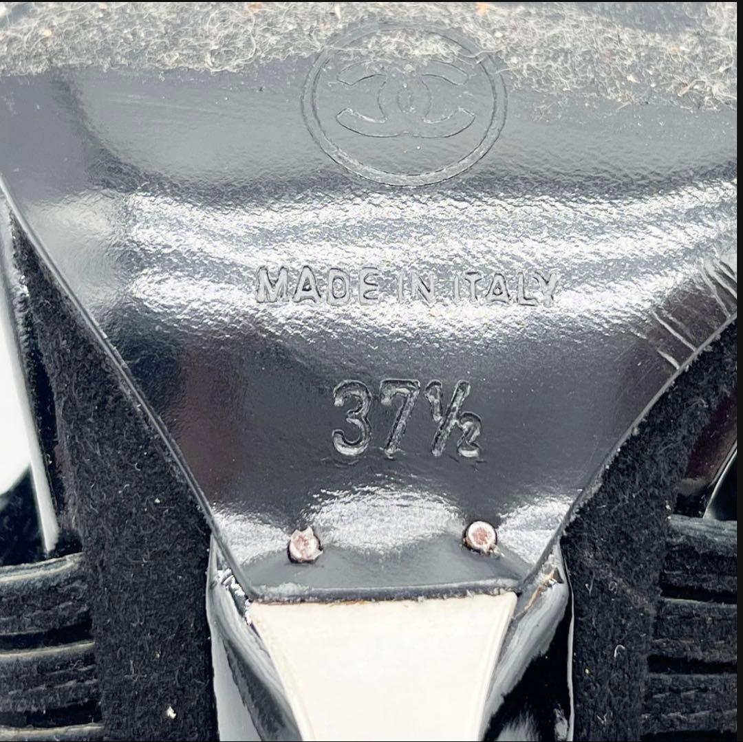 CHANEL サンダル ブラック レザー 37.5 箱・保存袋付き