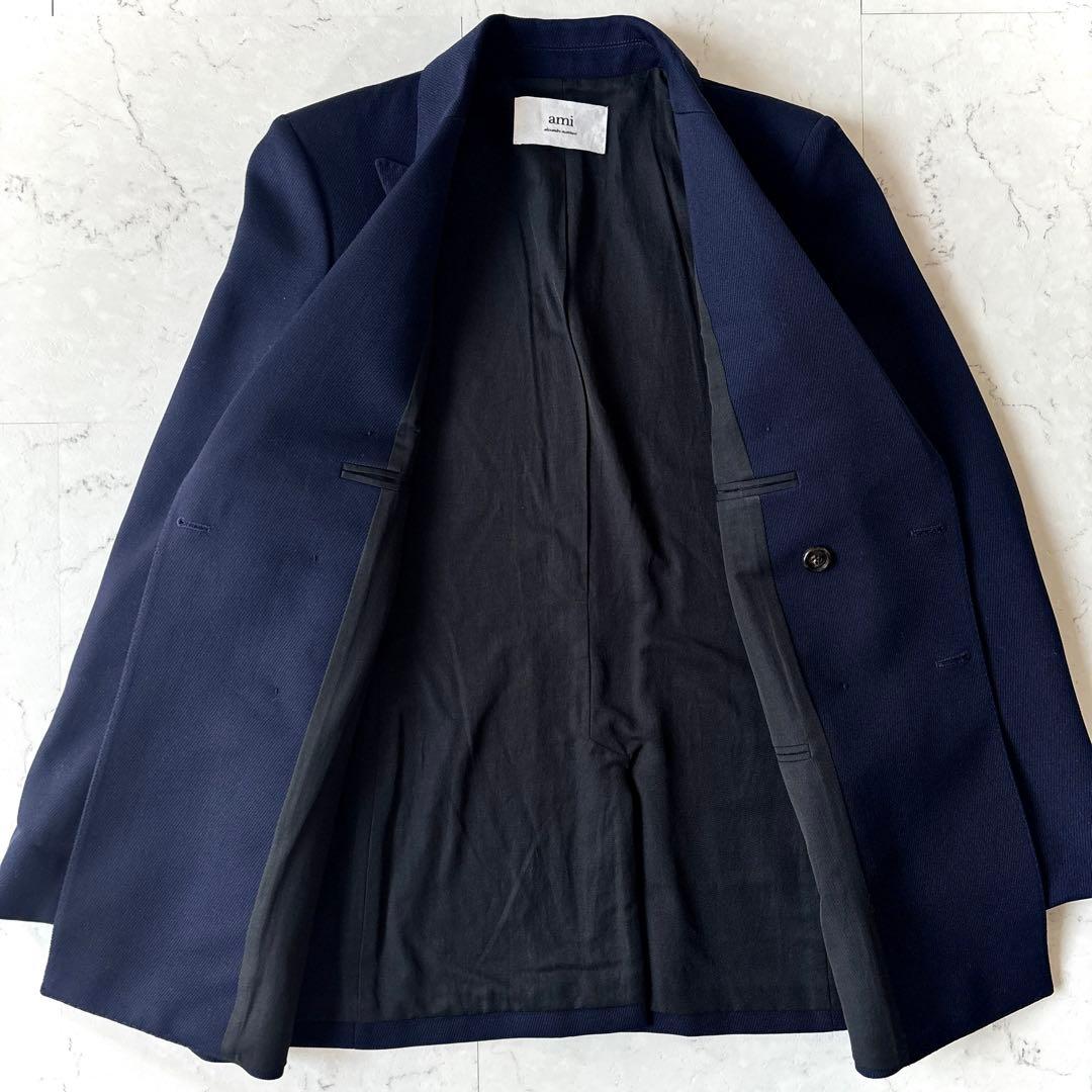 美品 アミパリス ハート金ボタン ダブル テーラードジャケット ブレザー 紺ブレ