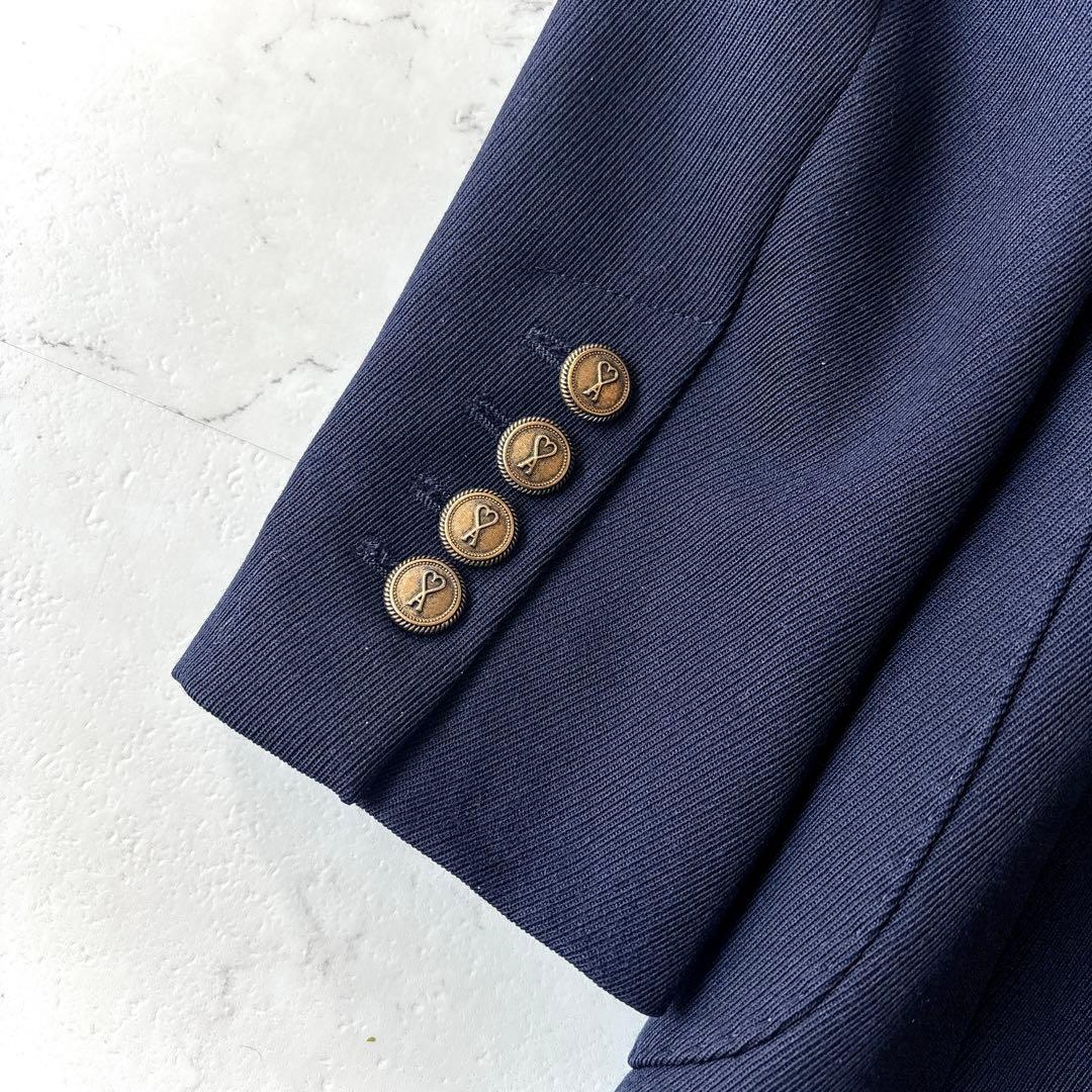 美品 アミパリス ハート金ボタン ダブル テーラードジャケット ブレザー 紺ブレ