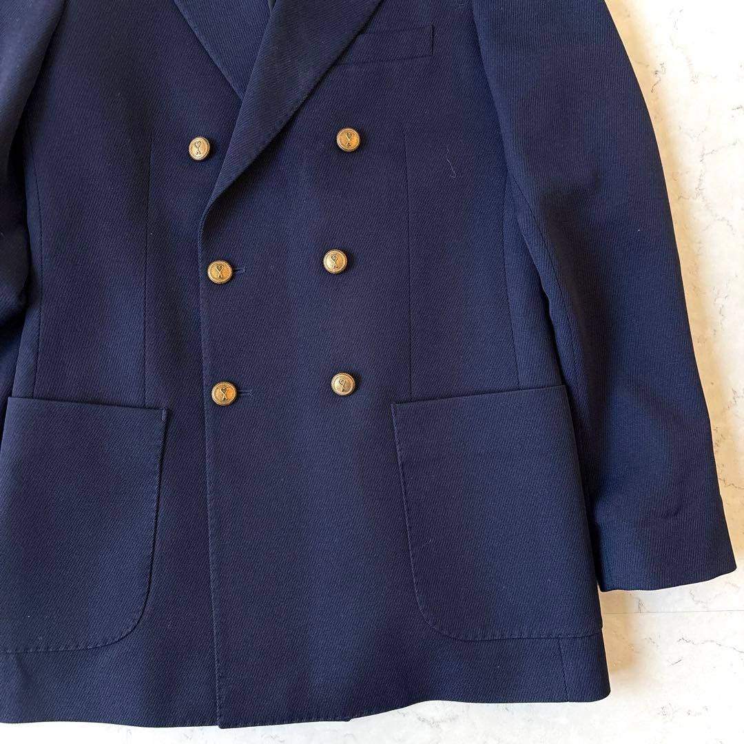美品 アミパリス ハート金ボタン ダブル テーラードジャケット ブレザー 紺ブレ