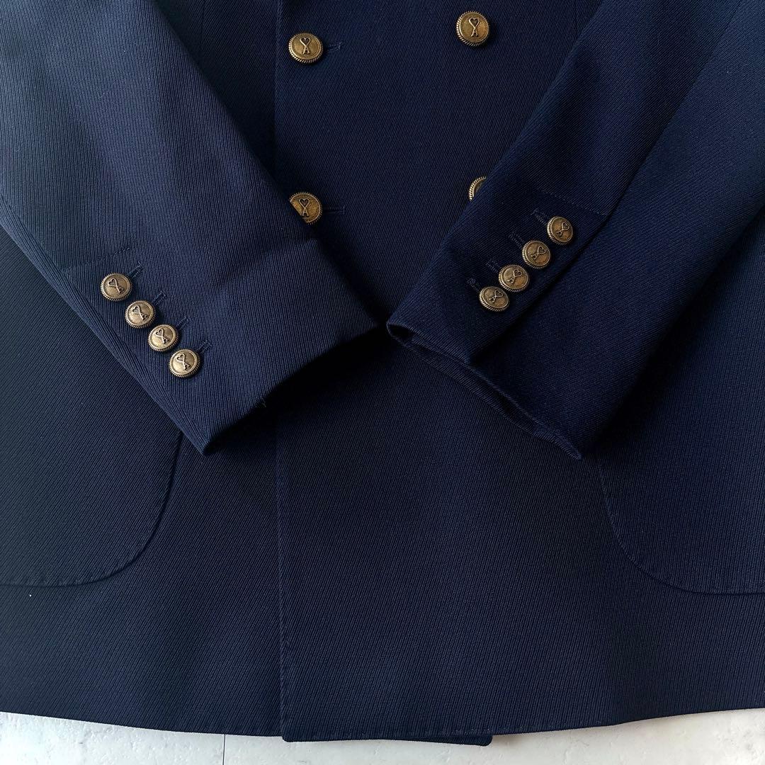 美品 アミパリス ハート金ボタン ダブル テーラードジャケット ブレザー 紺ブレ