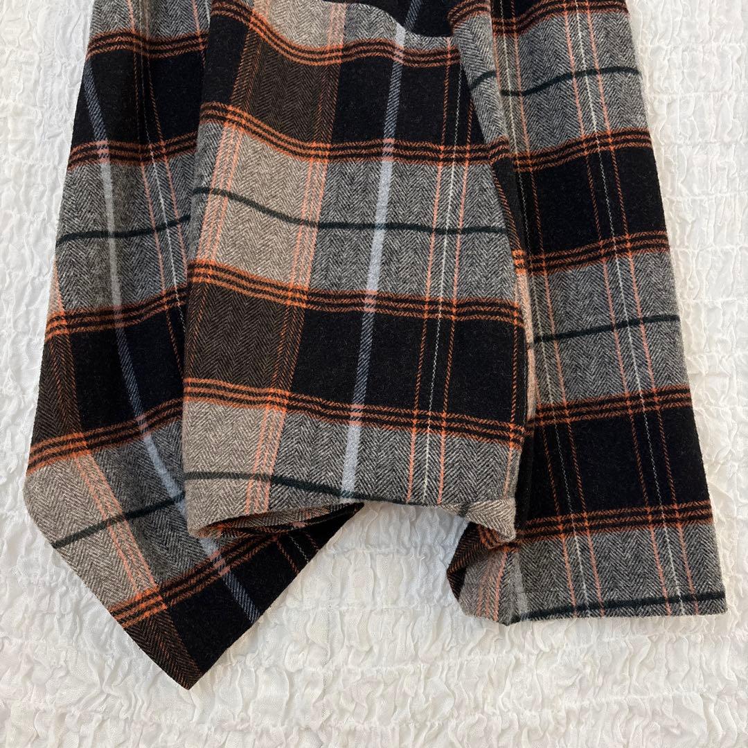 Y's ワイズ 変形 サルエルパンツ ウール チェック アシンメトリー 日本製