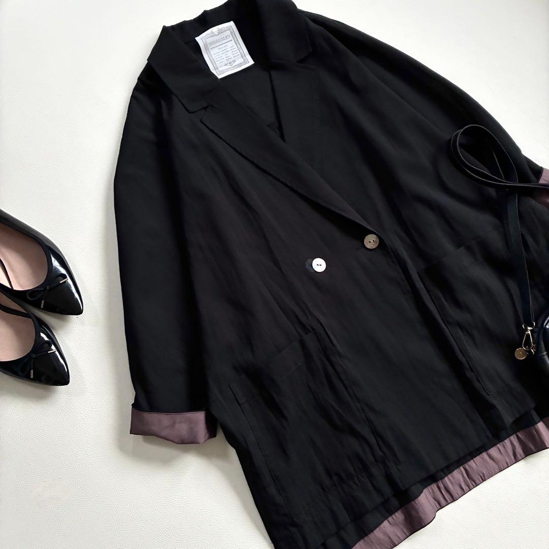 ◆未使用級◆ビアズリー◆2.6万◆シアードルマンジャケット◆黒◆大きいサイズ感◆