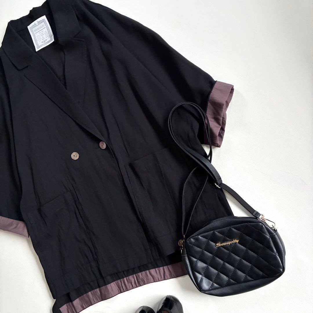 ◆未使用級◆ビアズリー◆2.6万◆シアードルマンジャケット◆黒◆大きいサイズ感◆