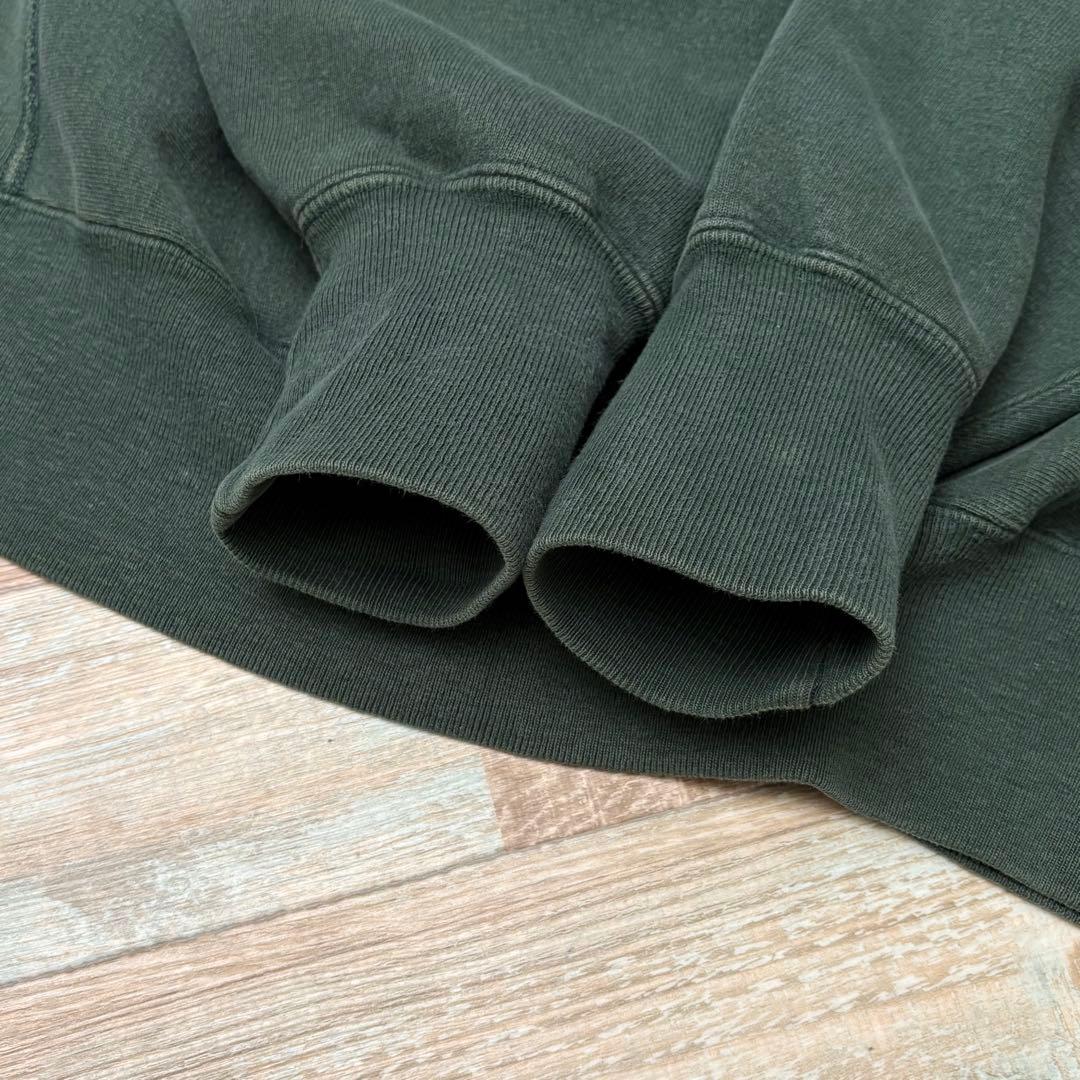 USA製 90s チャンピオン リバースウィーブ 無地 目あり 刺繍タグ モス