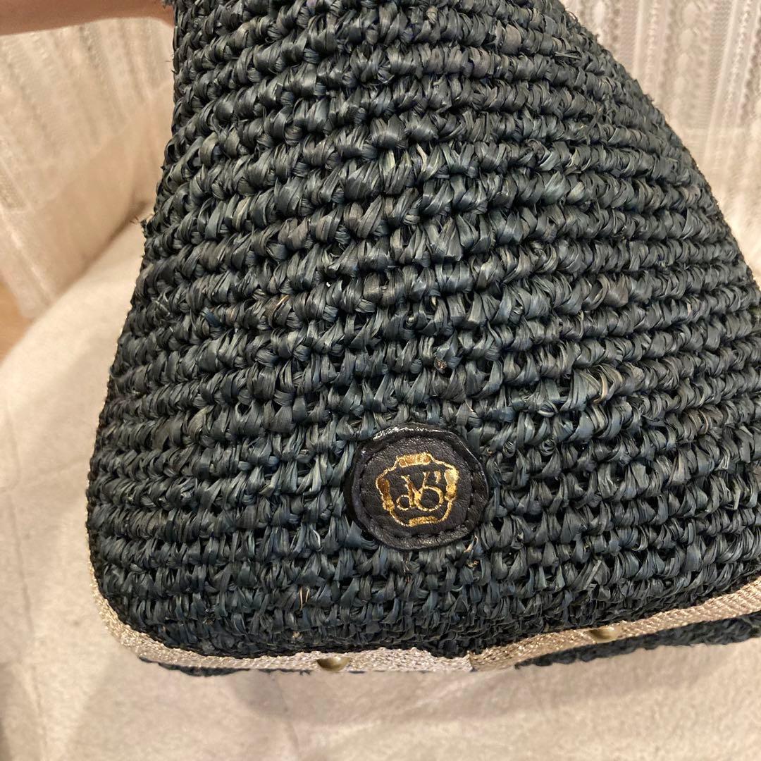 美品　ヴィオラドーロ　ラフィア　タッセル　かごバッグ　SANDRO 黒