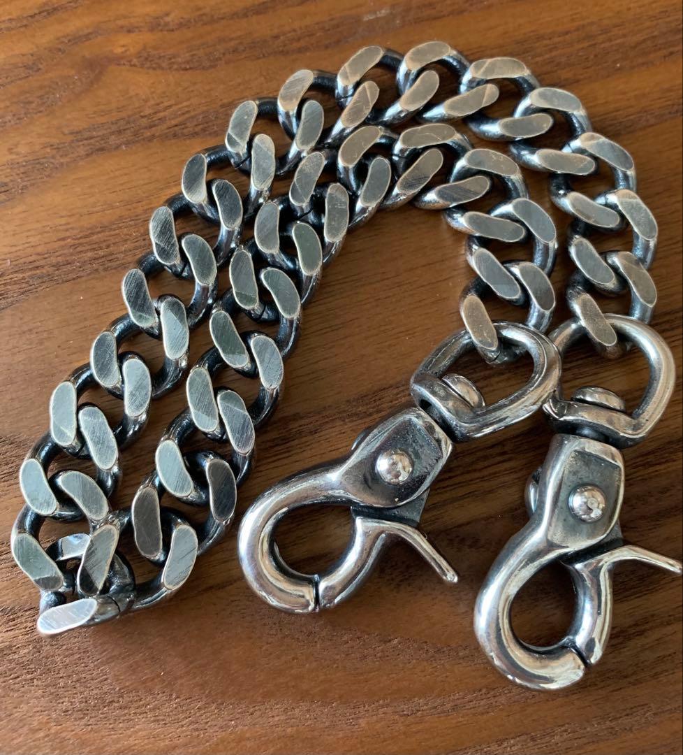 フッチーさま専用銀厚ウォレットチェーン 70cm 2クリップ 燻し