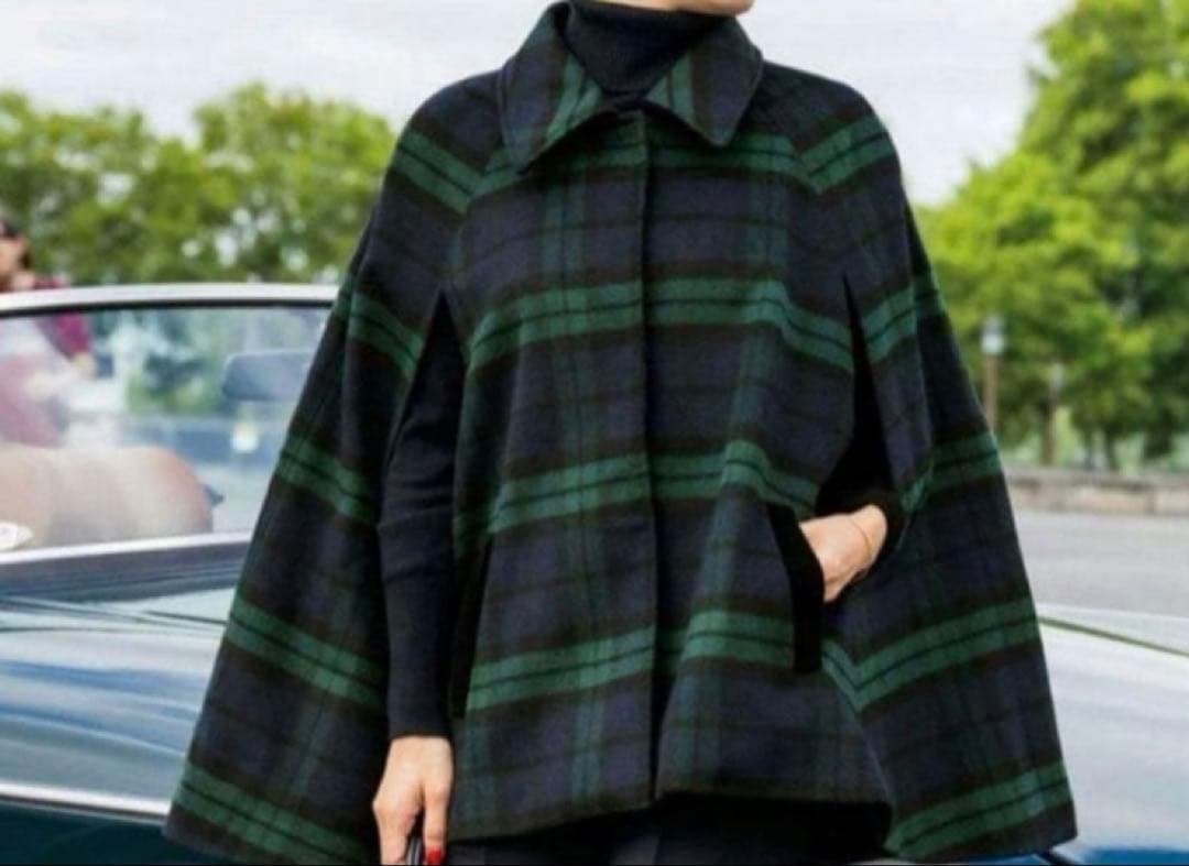 美品　JENNE ブリジット・バルドーコラボ タータン チェック ケープコート