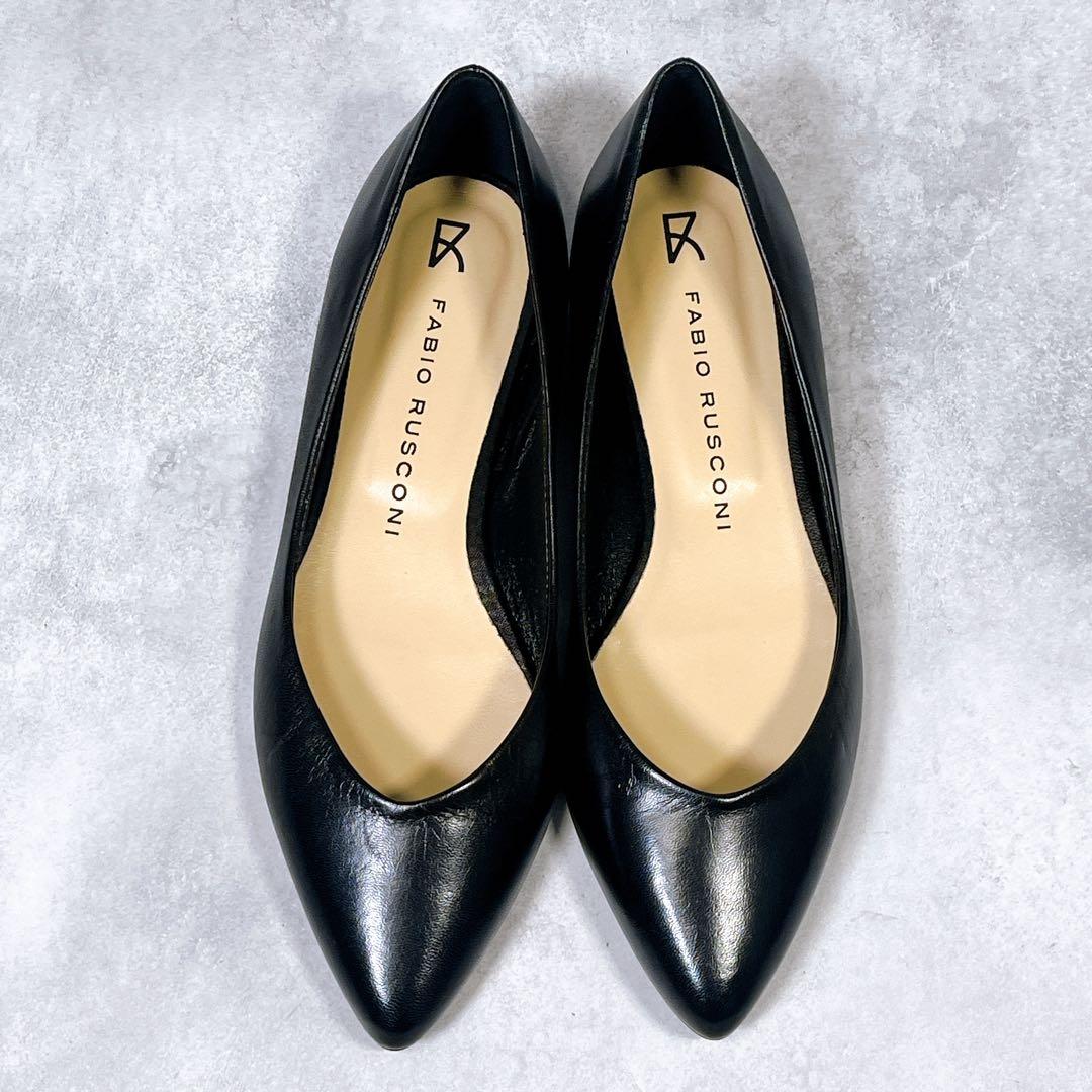 ☆未使用級☆【ファビオルスコーニ】フラットシューズ (37) 現行　レザー　黒