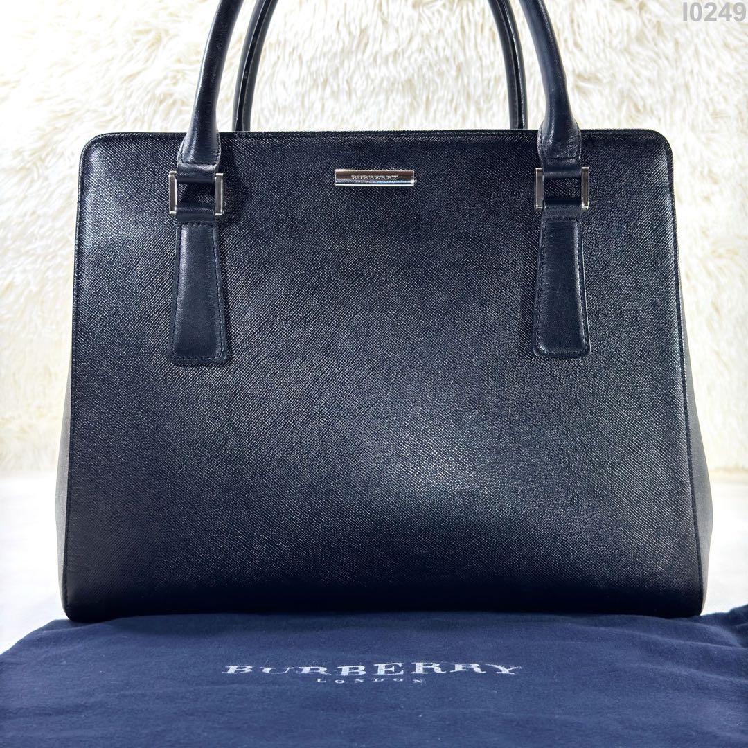 【極美品】バーバリー トートバッグ サフィアーノレザー ノバチェック 手提げ 黒