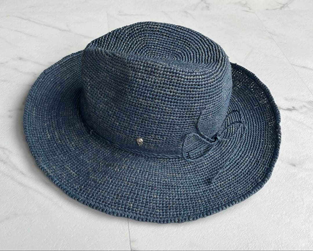 ヘレンカミンスキー　ネイビーグレー　ラフィアハット