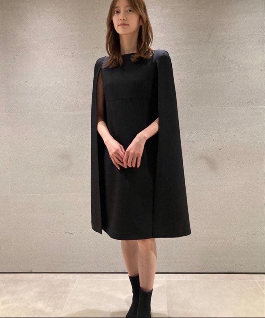 【美品】CELFORD セルフォード トリプルクロスケープドレス ブラック 36