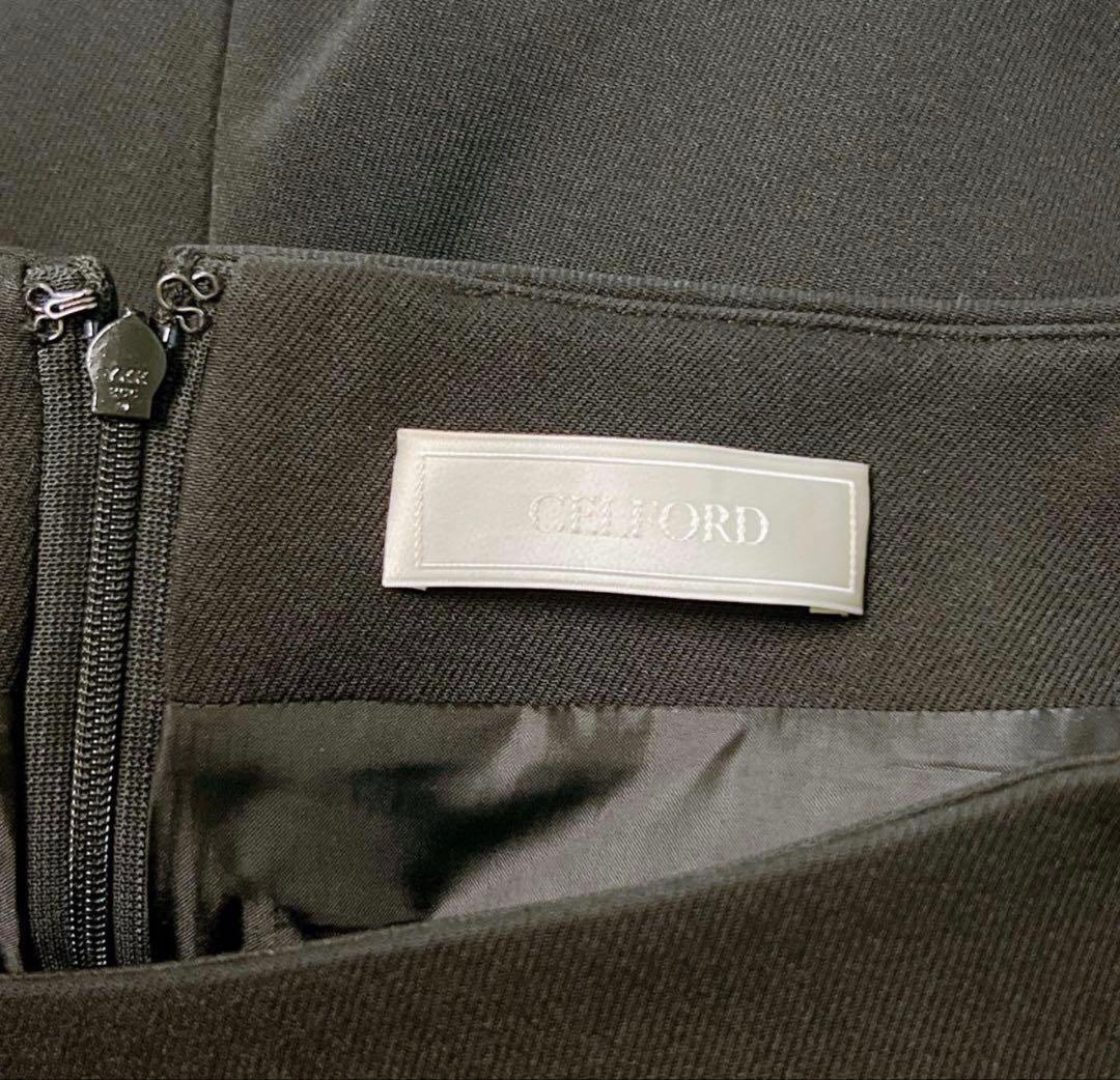 【美品】CELFORD セルフォード トリプルクロスケープドレス ブラック 36