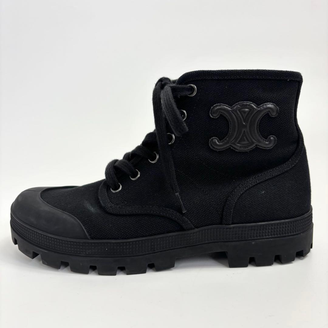 セリーヌ CELINE パタパンレースアップブーツ ブラック 37 24cm