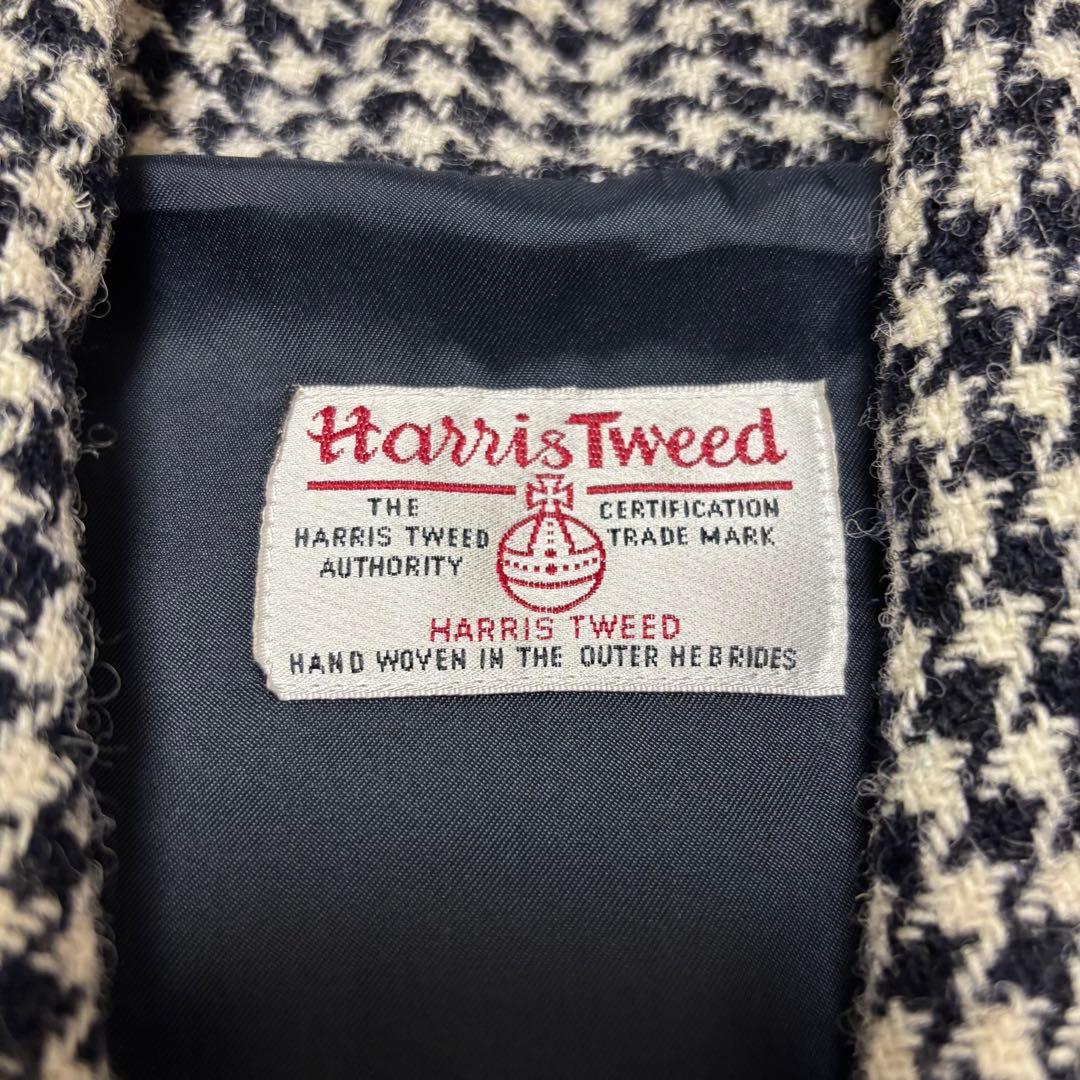 【未使用級】ハリスツイード 千鳥格子 クルミボタン ショールカラー ベスト LL