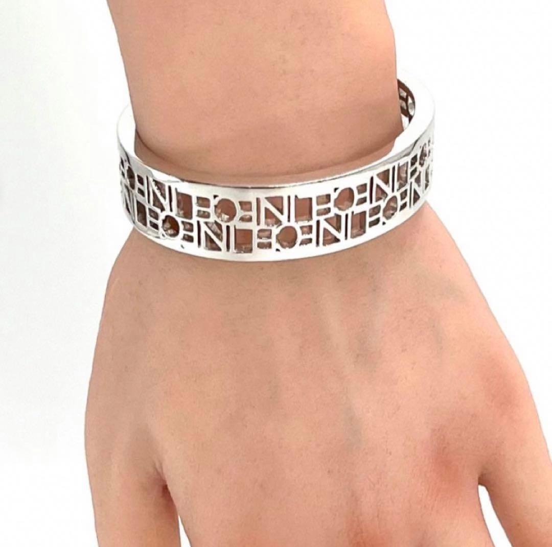 CELINE セリーヌ　ロゴ　メタル　バングル　シルバー　ブレスレット