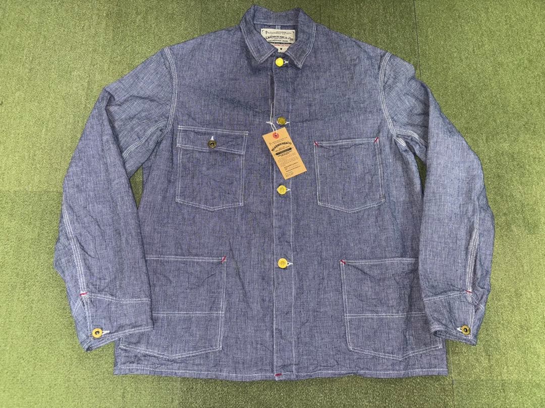 ジャケット・アウター WAREHOUSE 2195 INDIGO PINCHECK COVERALL
