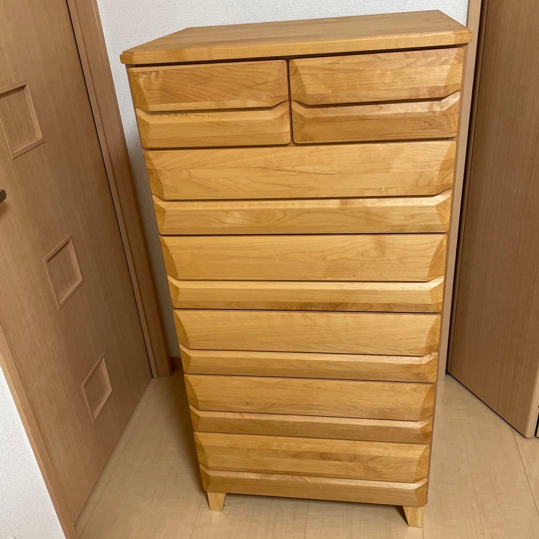 【ルンルン】天然木製 シンプルチェスト 収納力抜群