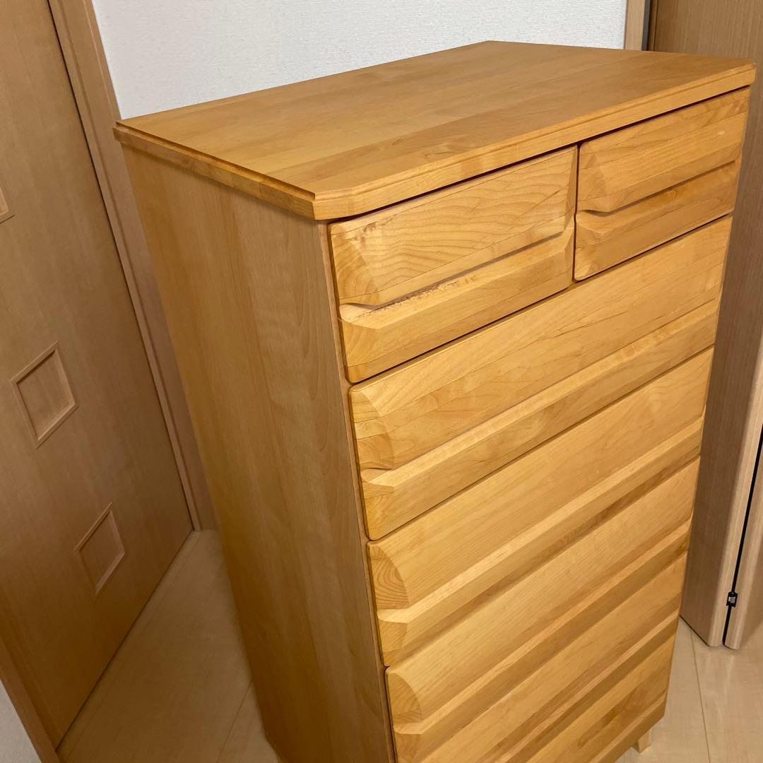 【ルンルン】天然木製 シンプルチェスト 収納力抜群