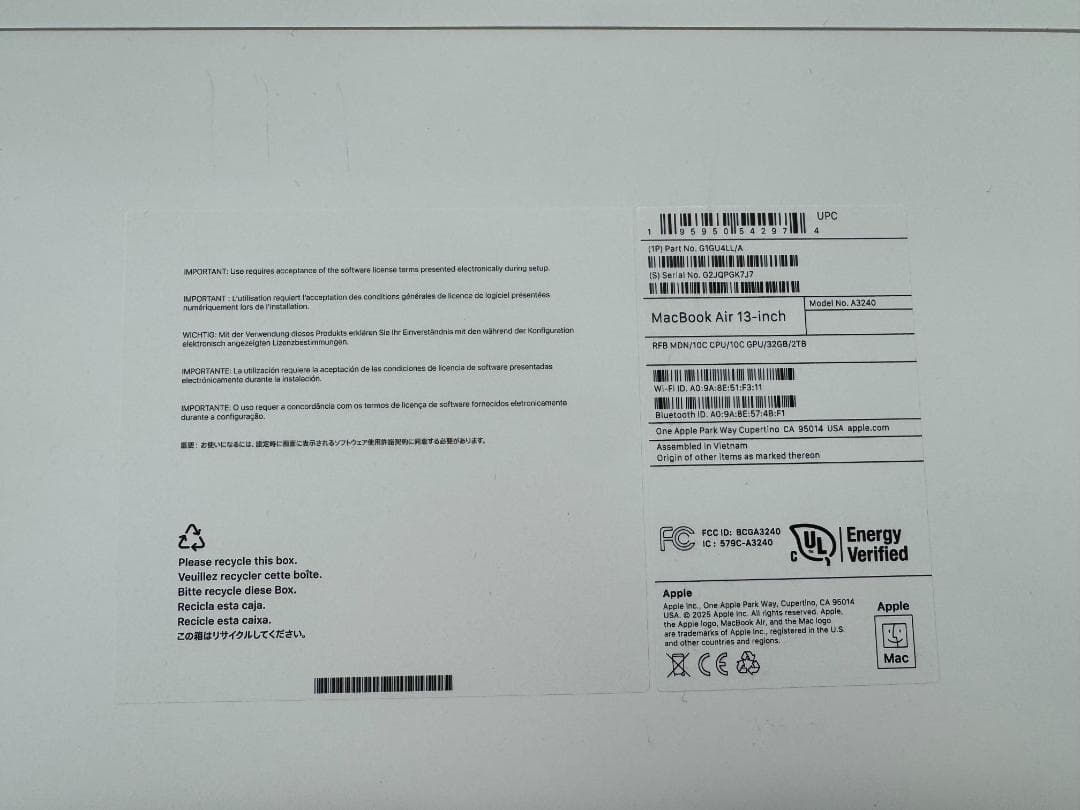 【未開封】MacBook Air M4 13\"(32GB/2TB/US配列)