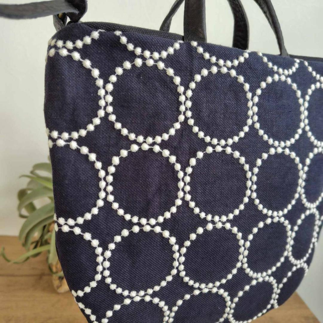 ミナペルホネン/2025tambourineタンバリンネイビー×白/ロングミニ