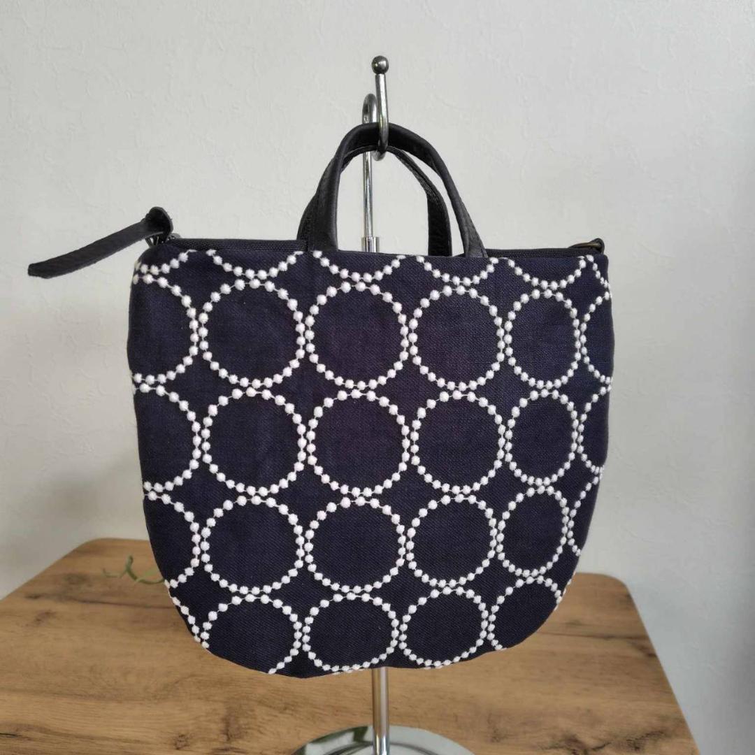 ミナペルホネン/2025tambourineタンバリンネイビー×白/ロングミニ