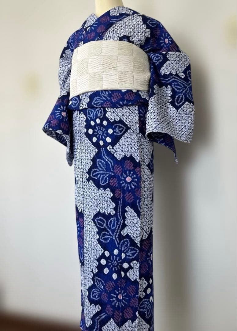 w-16 有松絞り　浴衣　美品　裄66
