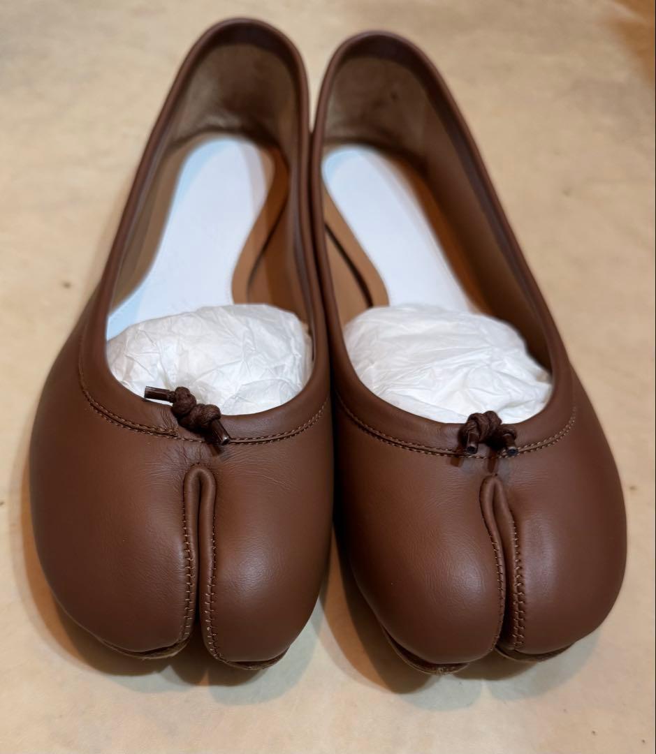 正規品美品Maison Margiela ブラウン足袋レザー バレエシューズ39