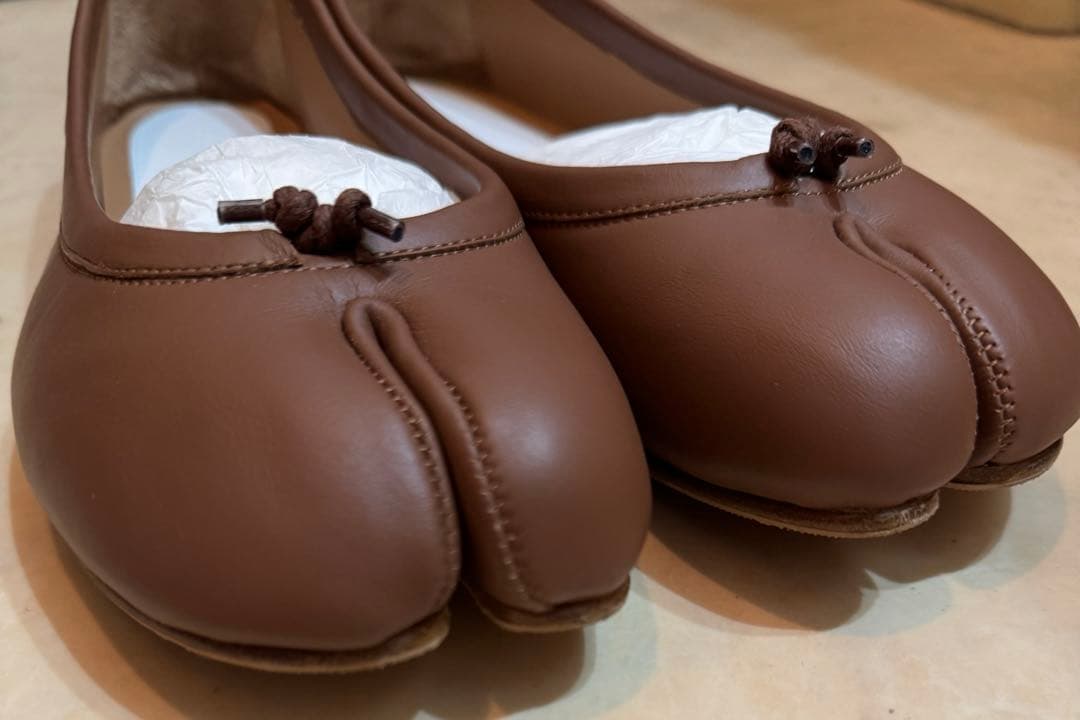 正規品美品Maison Margiela ブラウン足袋レザー バレエシューズ39