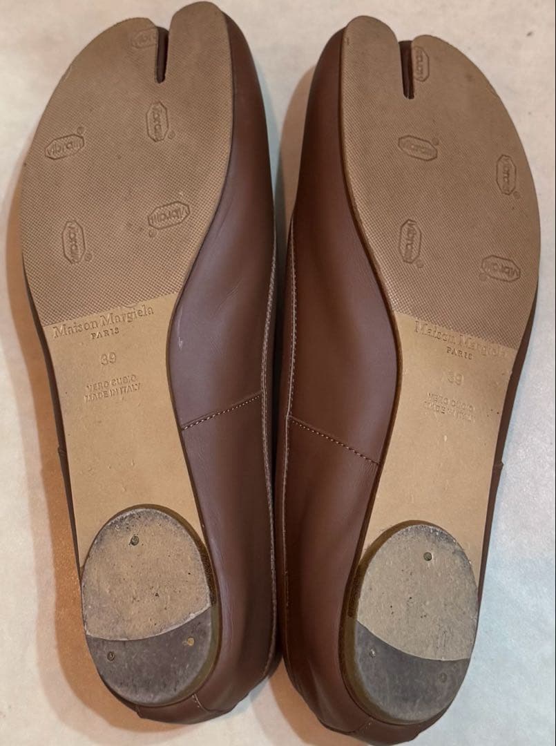 正規品美品Maison Margiela ブラウン足袋レザー バレエシューズ39
