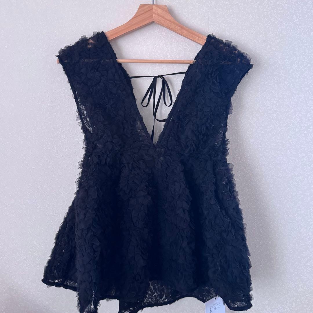 【caramel】Mystrada　デコラチュールブラウス ブラック36