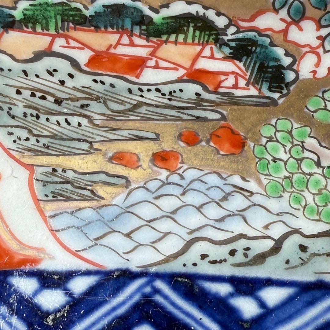 幕末〜明治期　上手　色絵風景画長皿　五客　絢爛豪華　緻密な絵付　古器を楽しむ