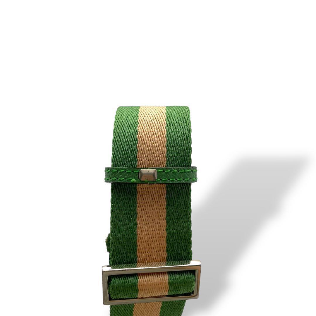 美品 GUCCI ボディバッグ キャンバス グリーン シェリーライン レザー