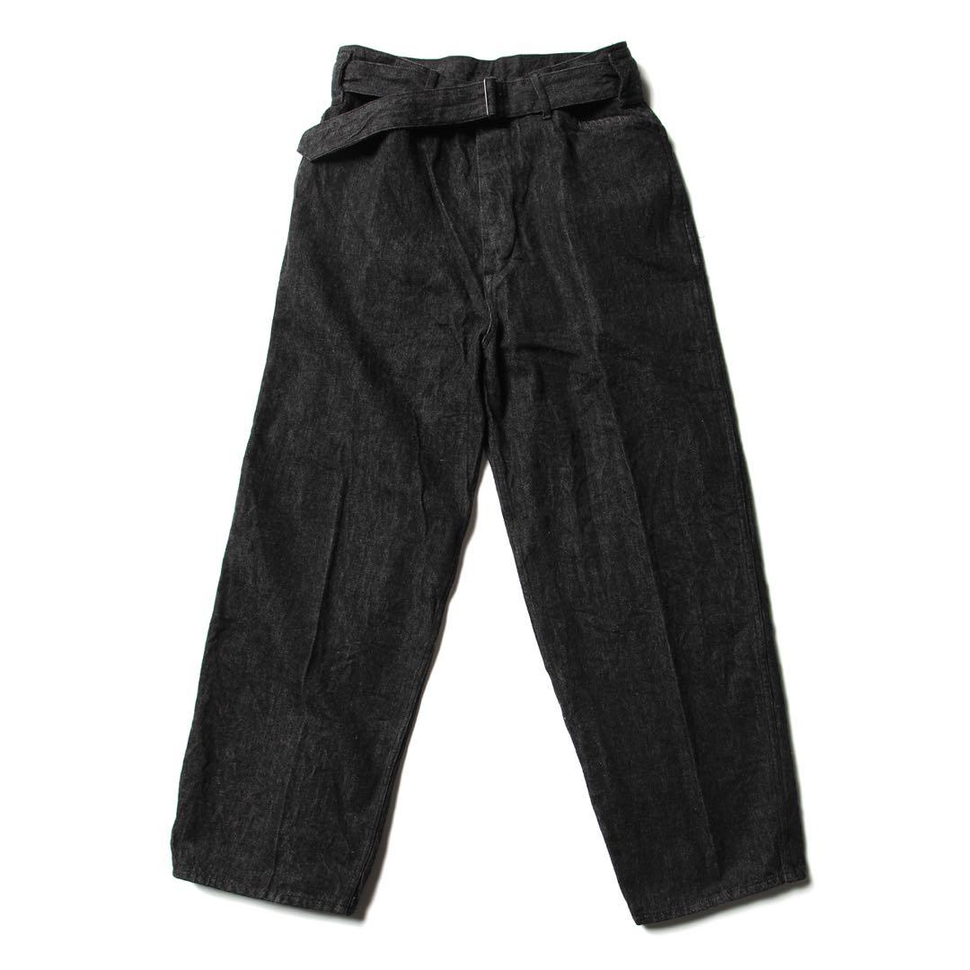 (希少サイズ1)comoli コモリ ベルテッドデニム デニム ブラックエクリュ