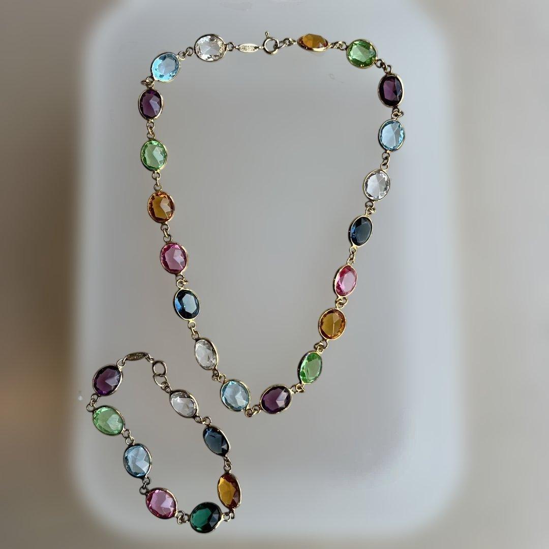 最終価格イタリア製カラフルストーンネックレス＆ブレスレット2点セット新品未使用品