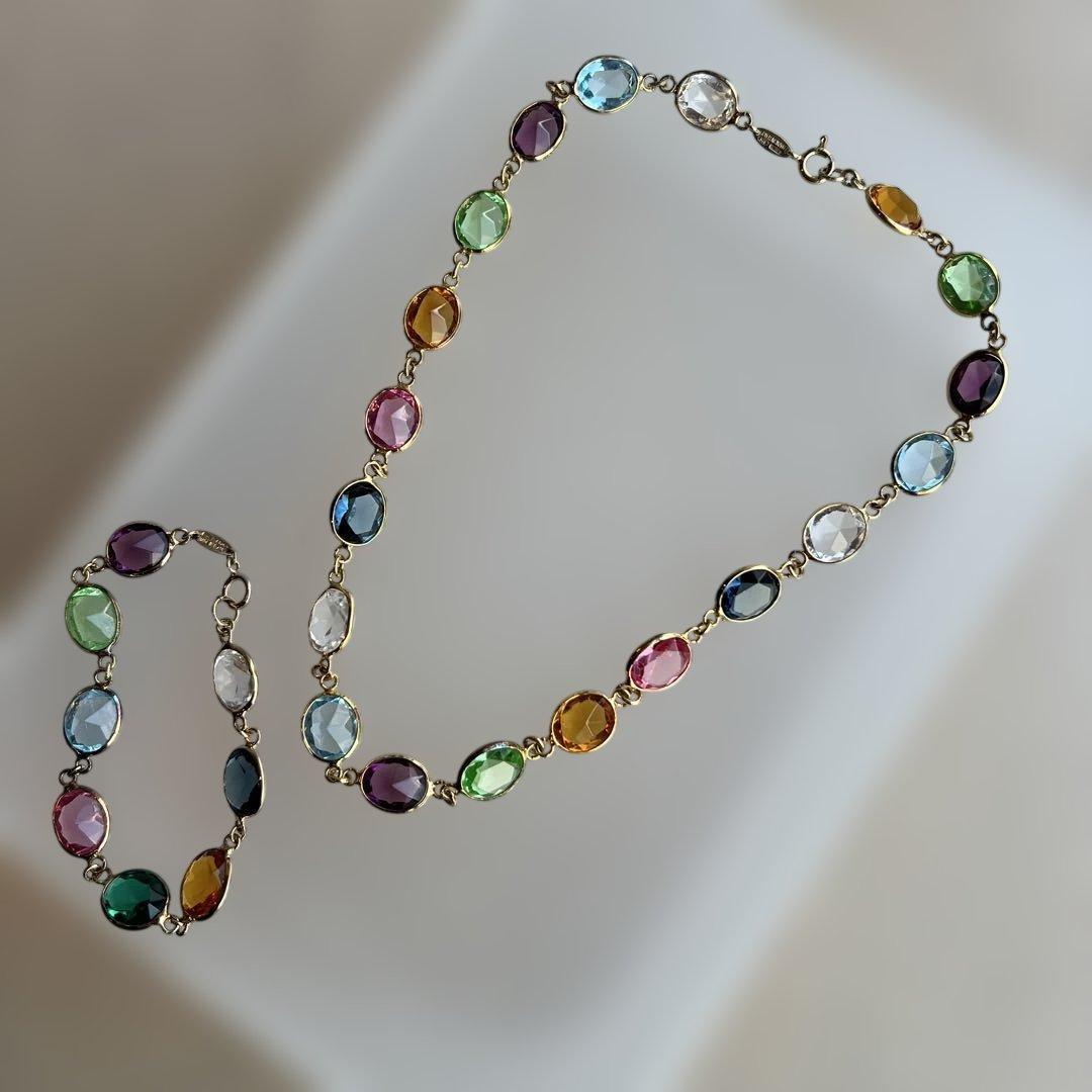 最終価格イタリア製カラフルストーンネックレス＆ブレスレット2点セット新品未使用品