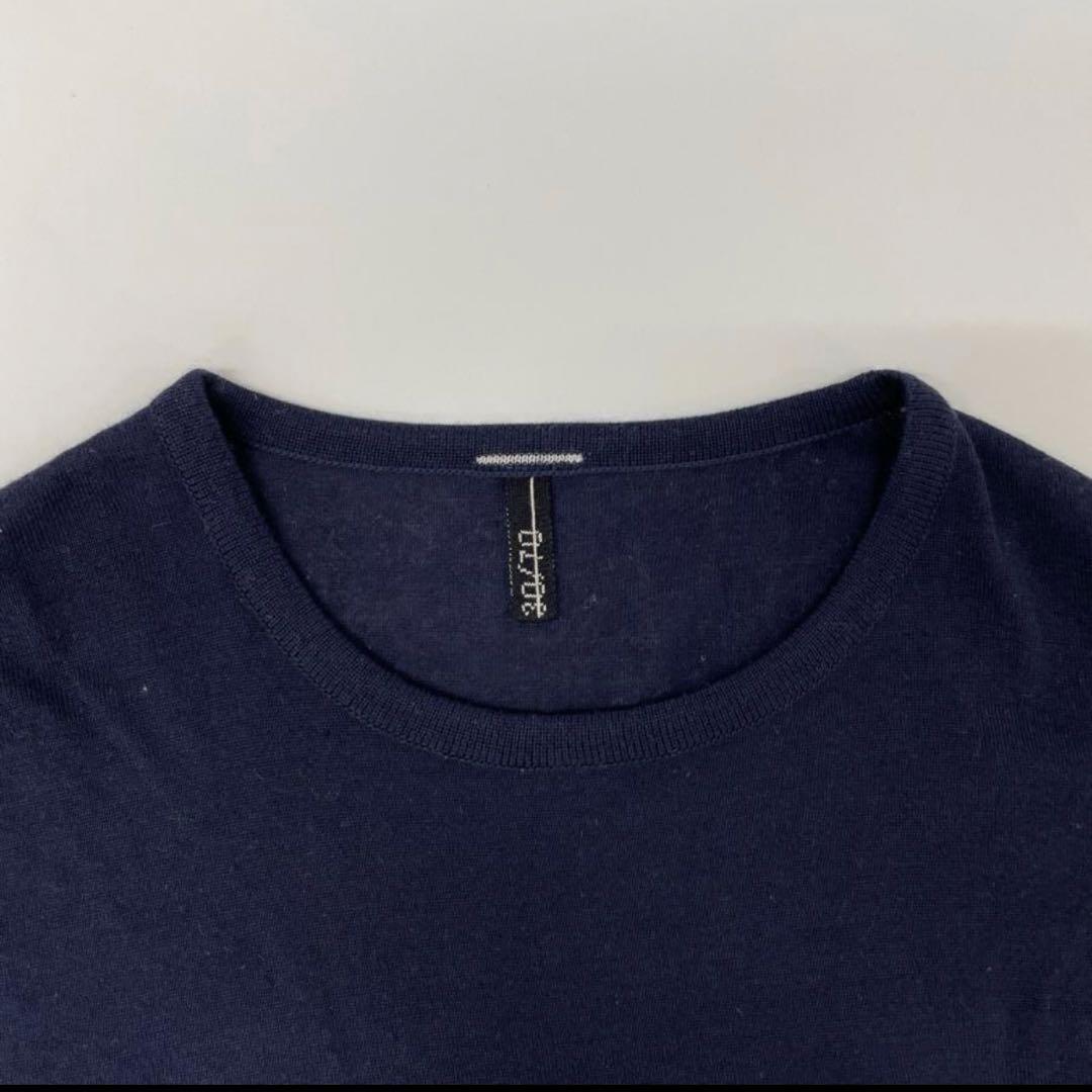 トレンタセッタンタ 30/70 ネイビー カシミヤシルク クルーネックニット48