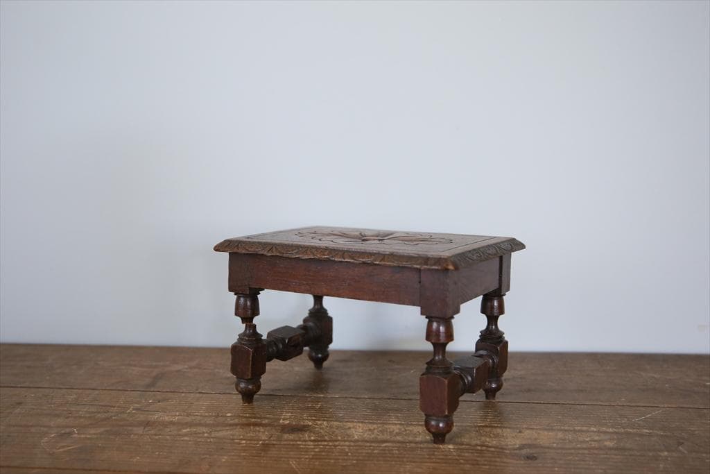 フランスアンティーク木製スツール/オットマン/腰掛けイス/飾り棚(90-229)