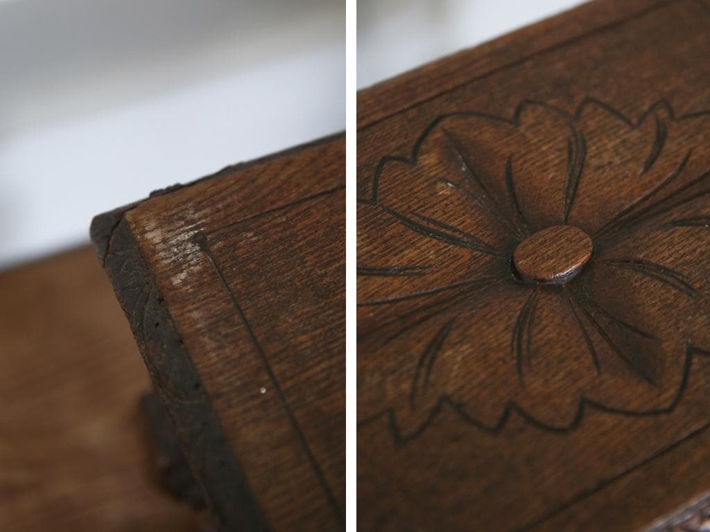 フランスアンティーク木製スツール/オットマン/腰掛けイス/飾り棚(90-229)