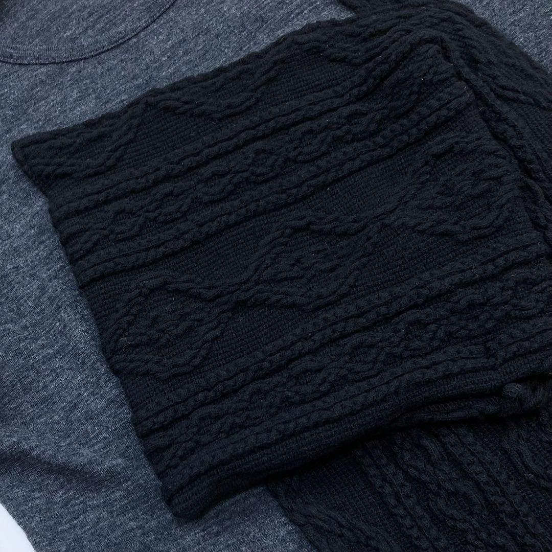 Y's ワイズ 美品 アランニット パッチ ドッキング カットソー グレー2