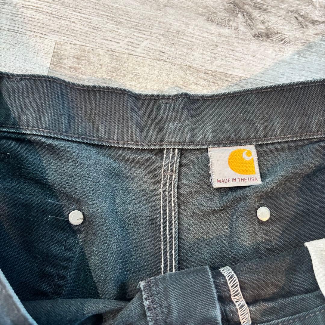 希少USA製Carharttダブルニー 極上フェード ブラック B01#567