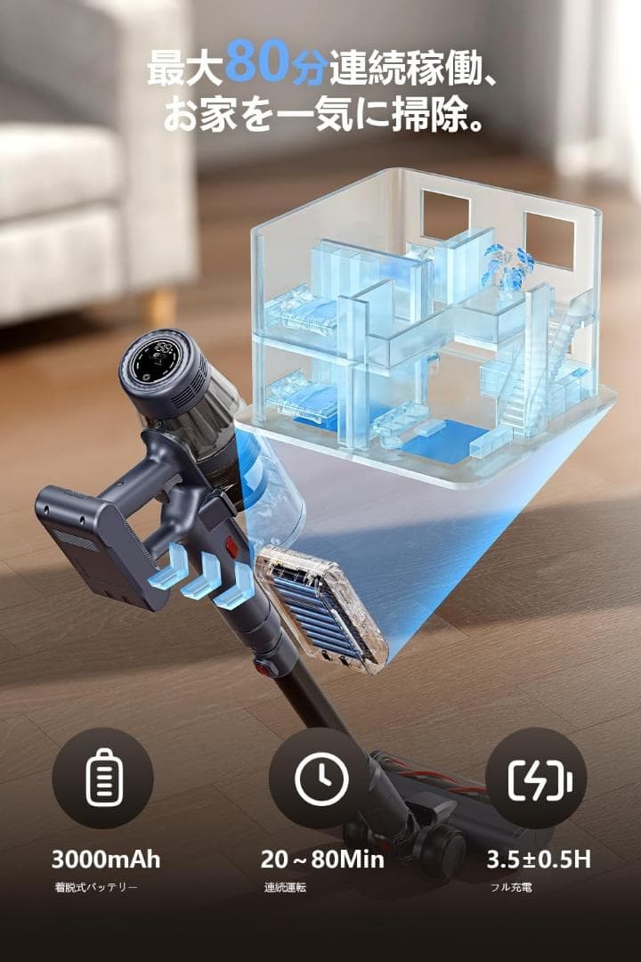 のんさま　　掃除機 コードレス 自動ゴミ収集 置くだけ充電 34000Pa