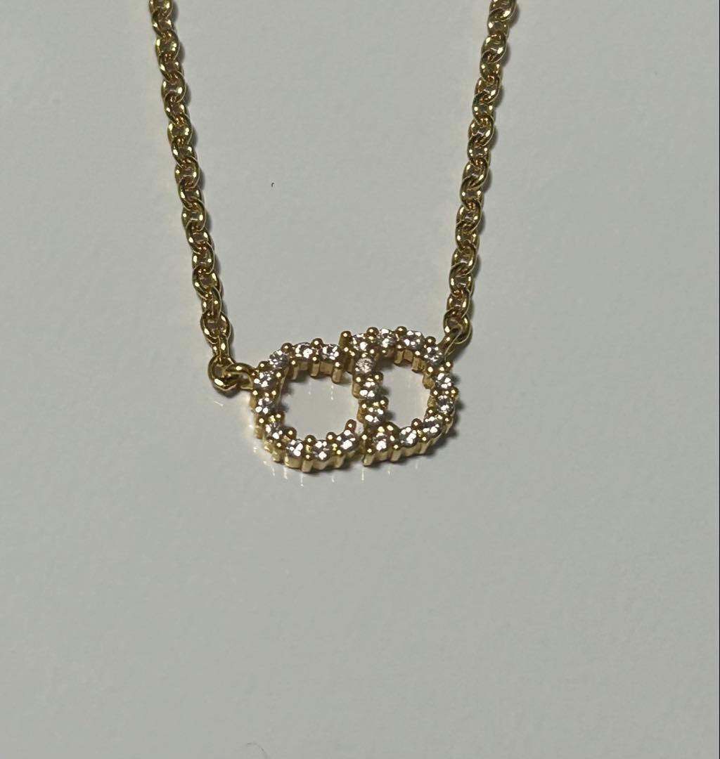 Christian Dior ゴールド ダブルリング ネックレス