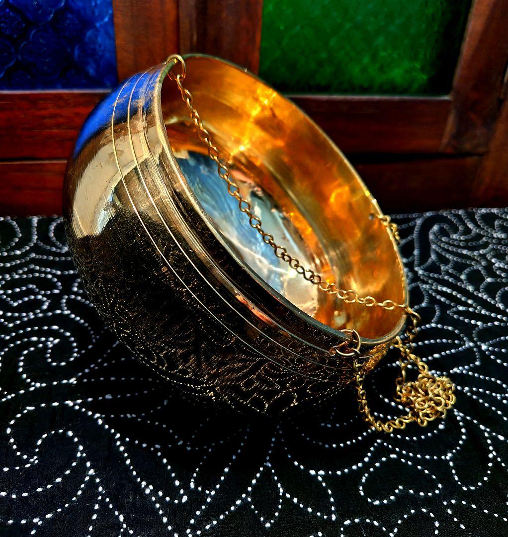 ３０ ♦ シロダーラポット 約１．５㍑ ♦ 真鍮製 ・ハンドメイド ♦スリランカ