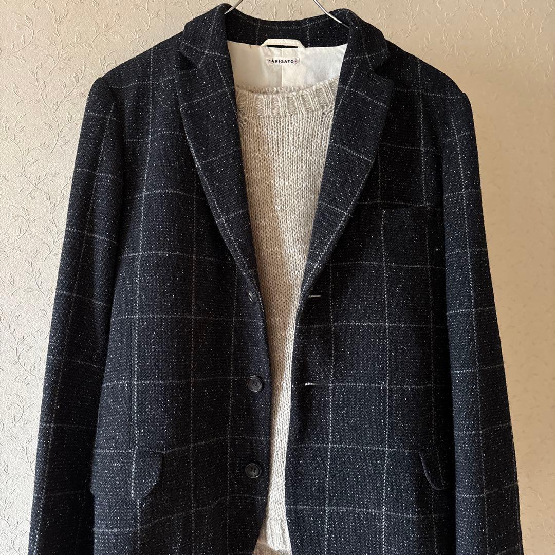 新品◆BLUE BLUE◆定価5万円 日本製 ツイードジャケット 絹・アルパカ混
