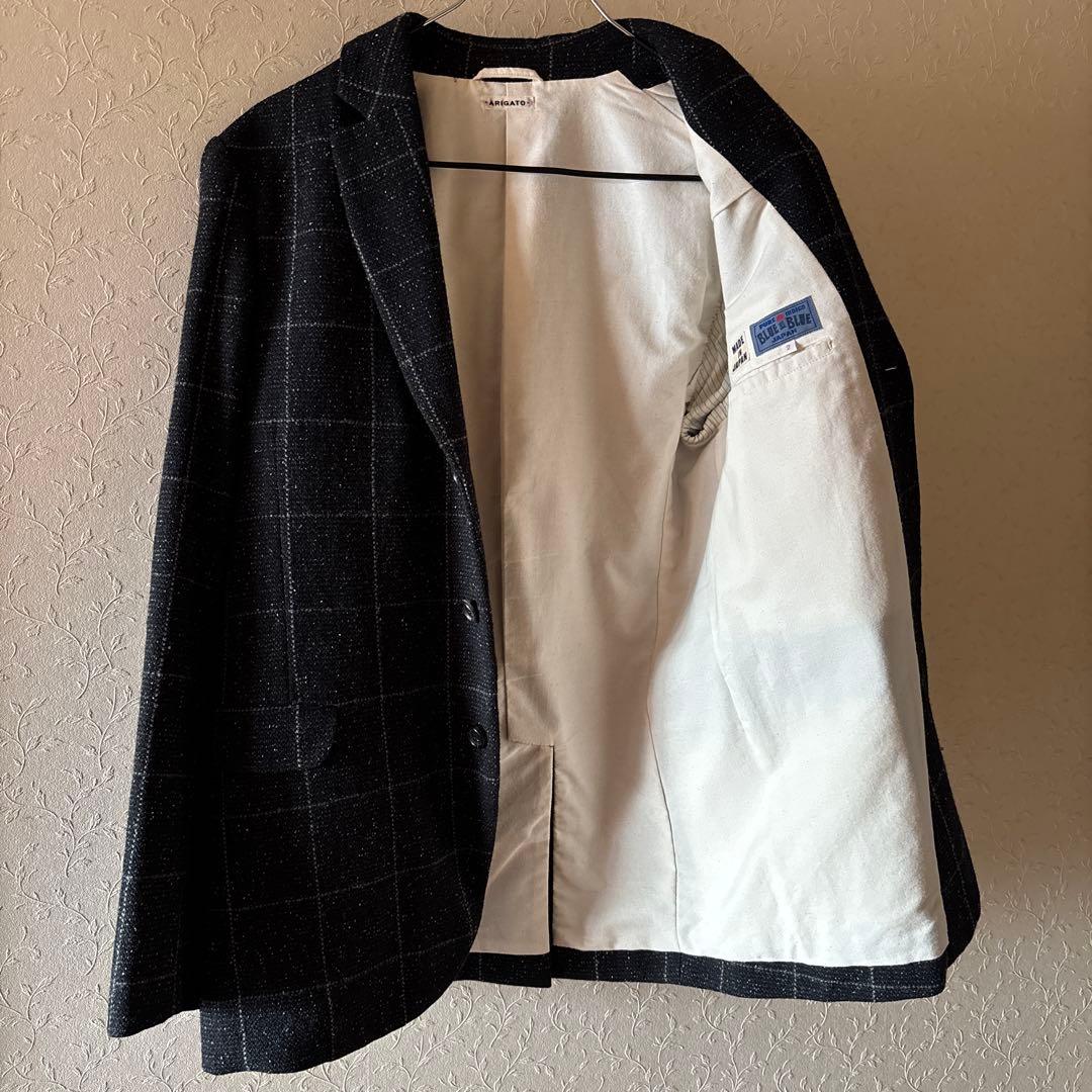 新品◆BLUE BLUE◆定価5万円 日本製 ツイードジャケット 絹・アルパカ混