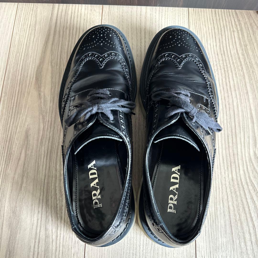 プラダ ウイングチップ　エアソールシューズ　ブラック　27㎝