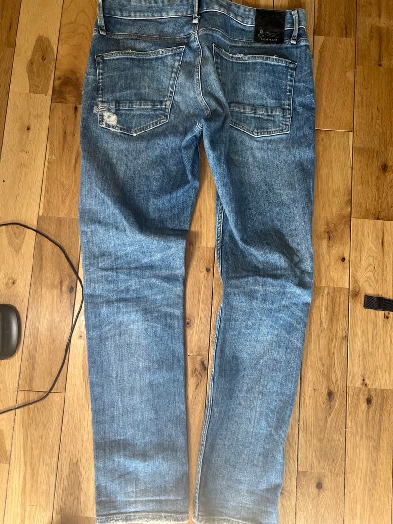 【極美品】DENHAM RAZORW33カンディアーニ製ダメージ加工イタリア生地